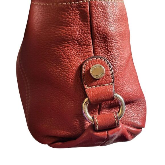 Tignanello Red Genuine Leather Silver Chain and Studded Handbag - Picture 5 of 11